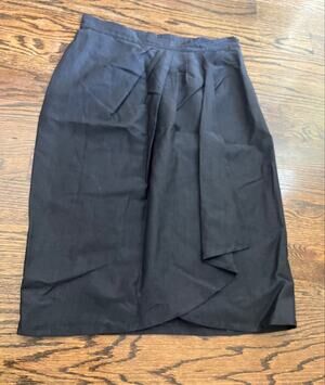 Max Mara wool linen knee length skirt gray sz. 8 designer Italy